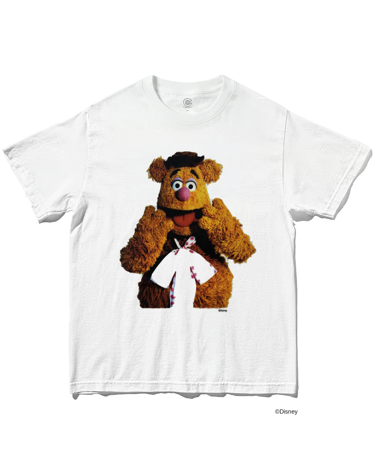 フォズィーベア（Fozzie Bear）をプリントしたグラフィックTシャツ ホワイト