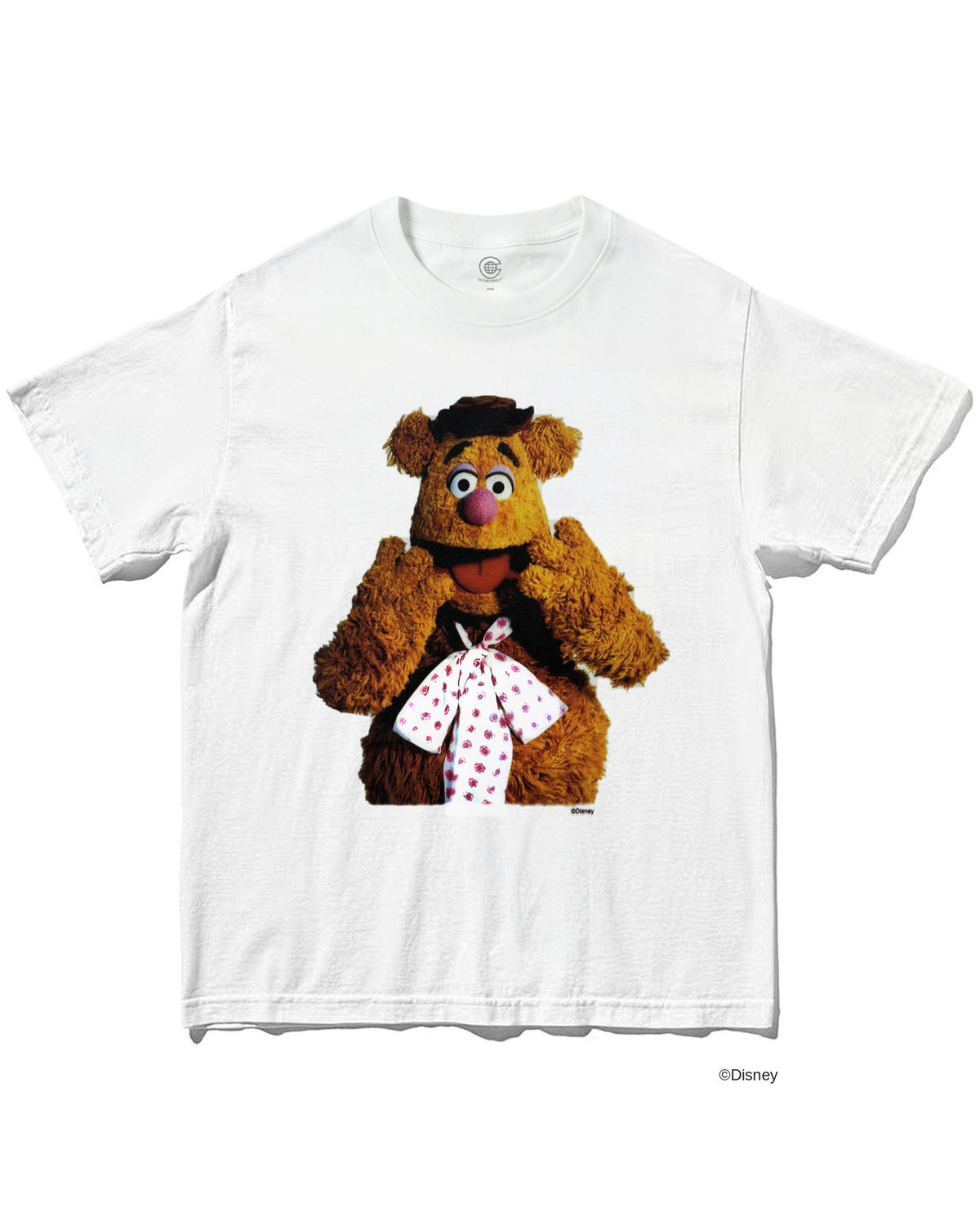 フォズィーベア（Fozzie Bear）をプリントしたグラフィックTシャツ ホワイト