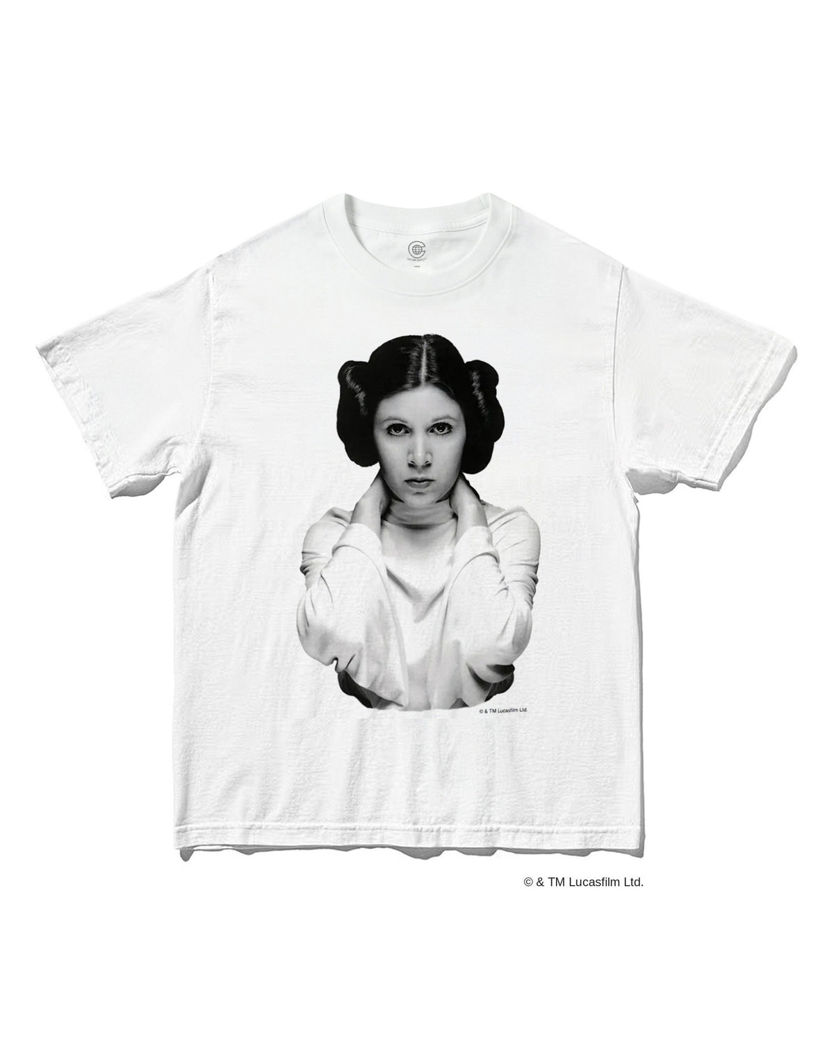 レイア・オーガナ｜映画『スター・ウォーズ』（1977年）のポートレートをプリントしたグラフィックTシャツ ホワイト