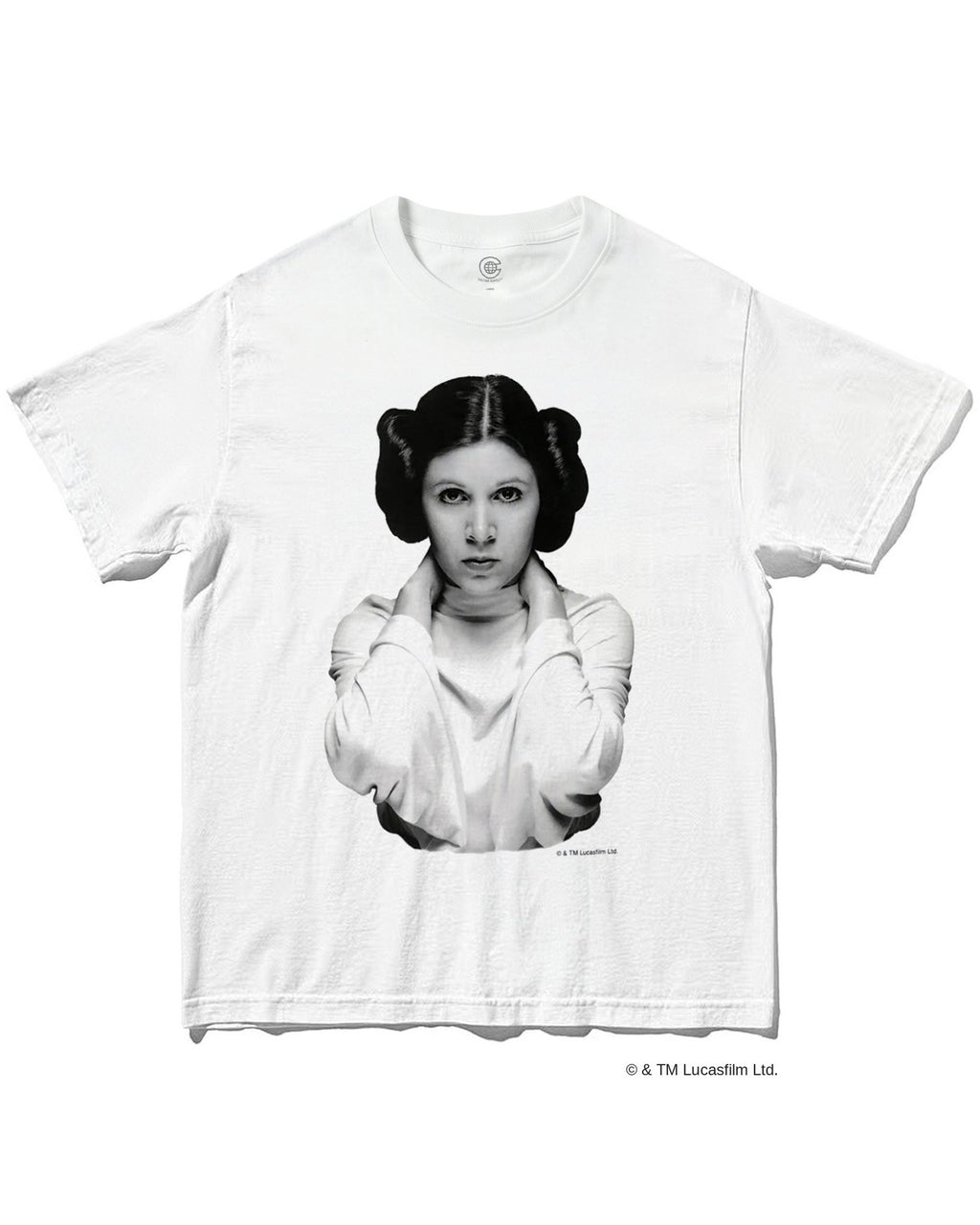 レイア・オーガナ｜映画『スター・ウォーズ』（1977年）のポートレートをプリントしたグラフィックTシャツ ホワイト