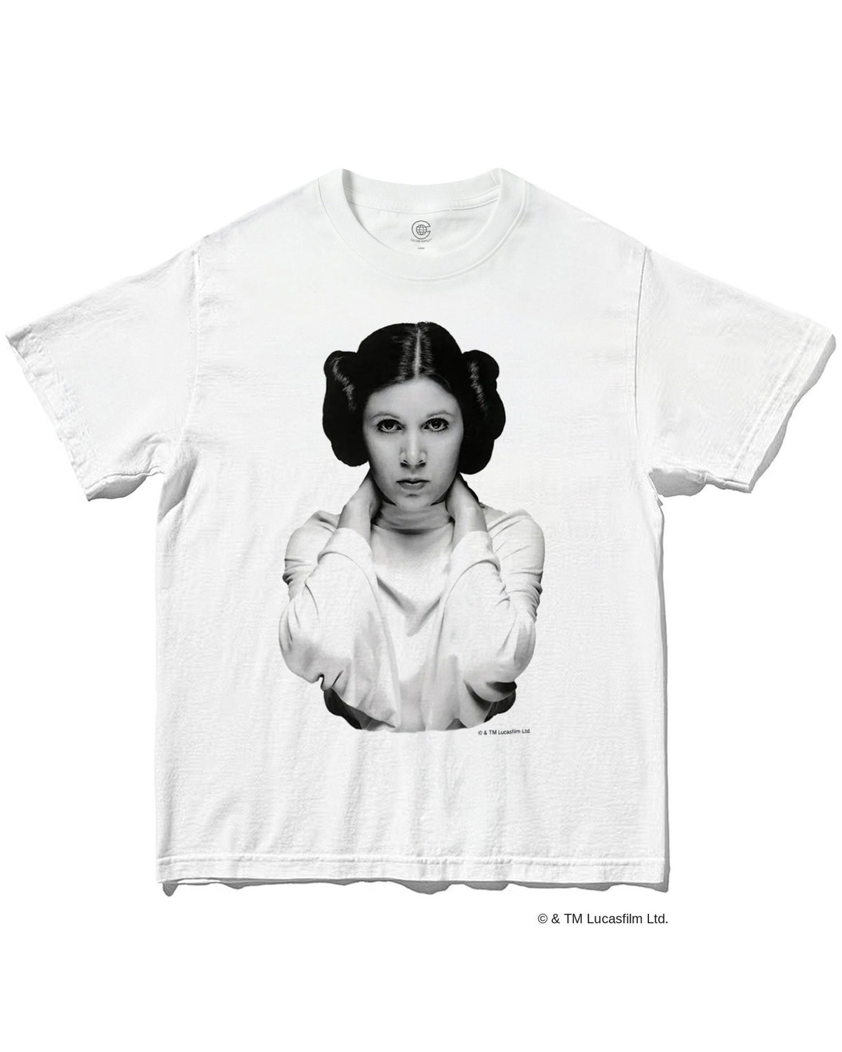 レイア・オーガナ｜映画『スター・ウォーズ』（1977年）のポートレートをプリントしたグラフィックTシャツ ホワイト